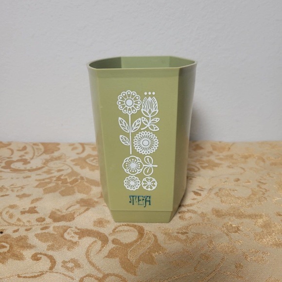 Vintage 1970's Lustro Ware Avocado Floral Plastic Nesting Canister Set Lids Box - Picture 10 of 14